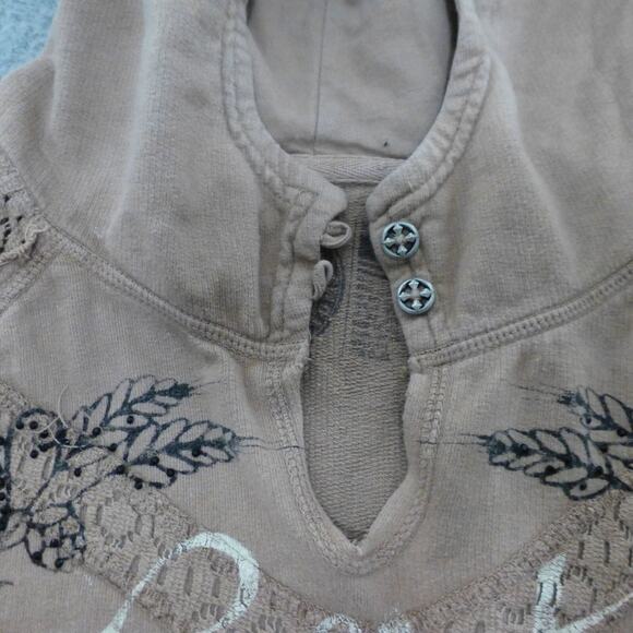 Affliction Hoodie Womens Medium Y2K Grunge Edgy Rocker Biker Sweatshirt - Picture 4 of 10